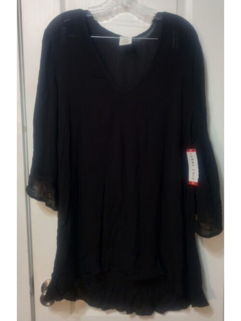 Anne Cole | Black Semi‑Sheer Bell‑Sleeve Cover‑Up | NWT | XS/S